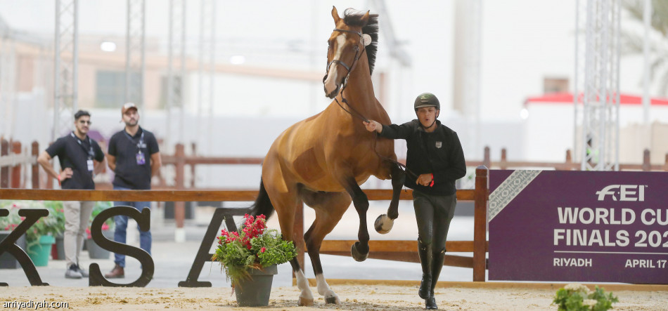 بطولة قفز الحواجز.. فرسان العالم يجرون تدريبهم الأول